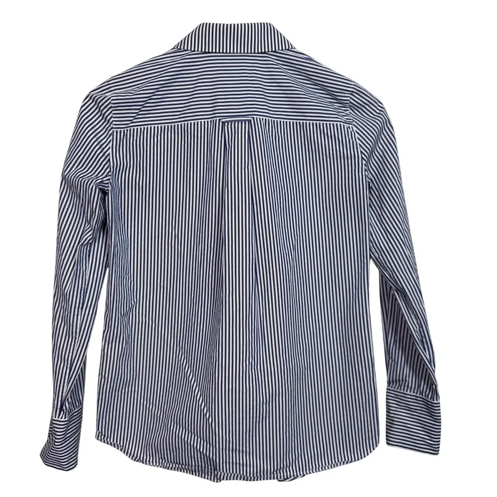 Lafayette 148 Womens‎ Shirt XXS Button Down Long Sleeve Striped Blue Tailored - Picture 3 of 9